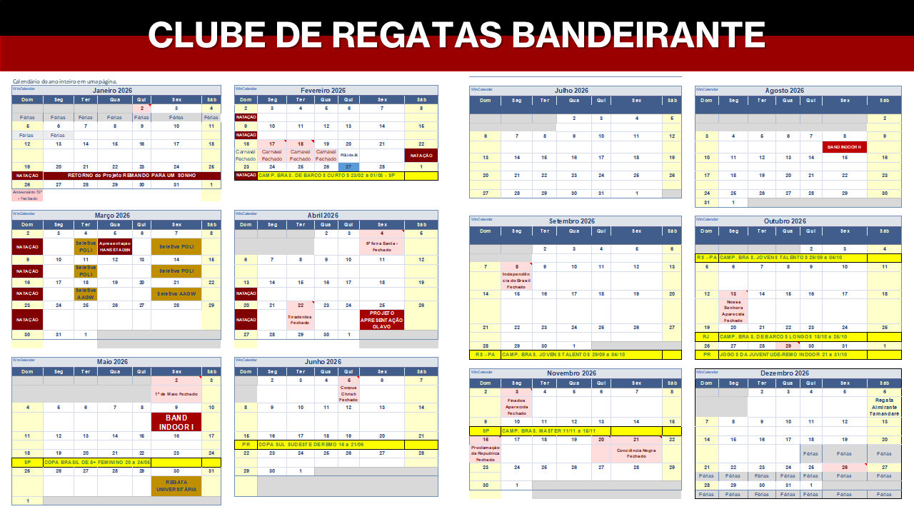 BAND Calendário 2026